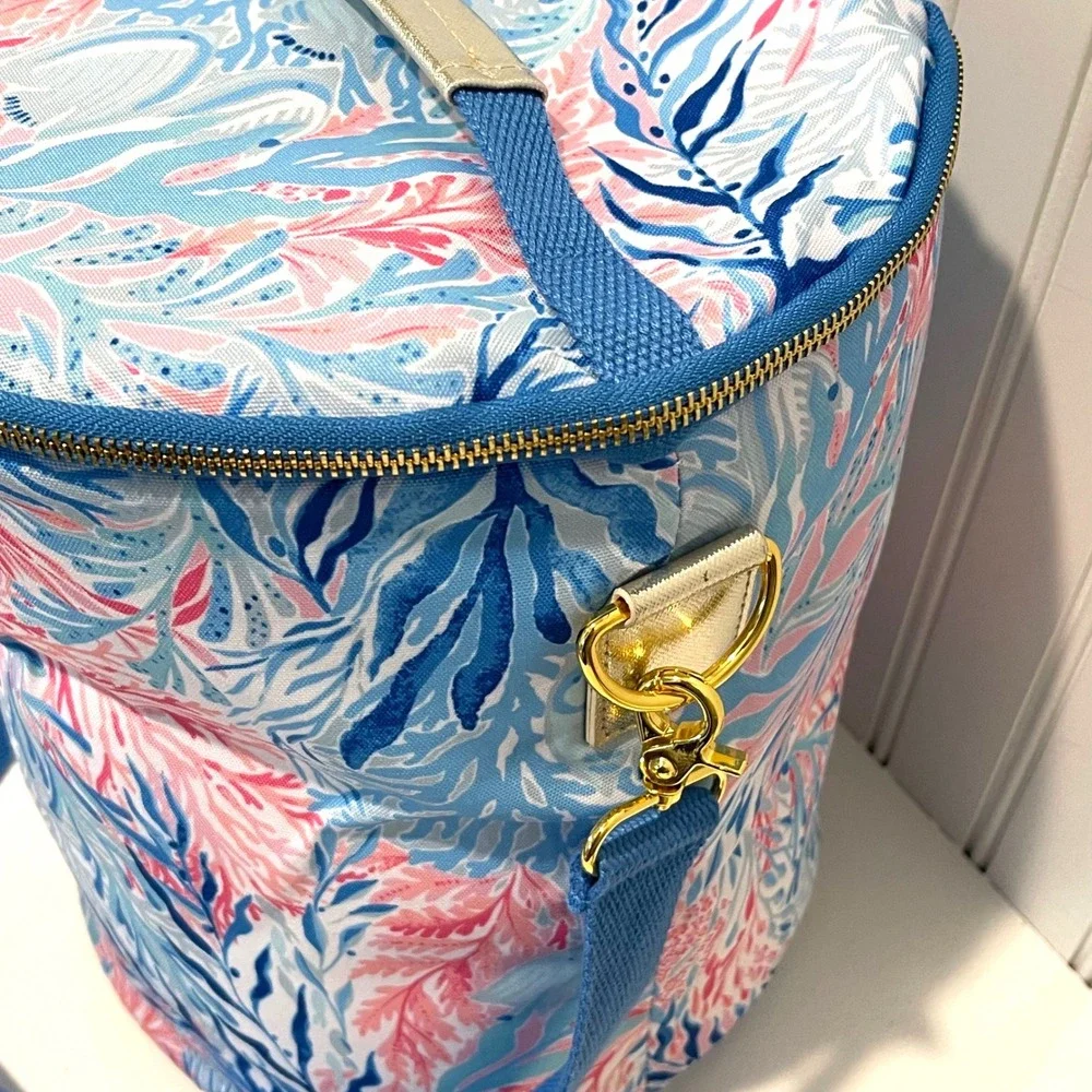 Lilly Pulitzer Insulated Cooler Bag Womens OS Blue Pink‎ Tropical Beachy Preppy
